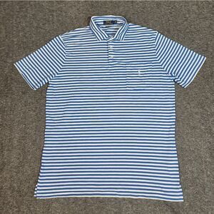 Polo Ralph Lauren Mens Gold Polo Shirt Size M Blue White Striped Pony On Pocket
